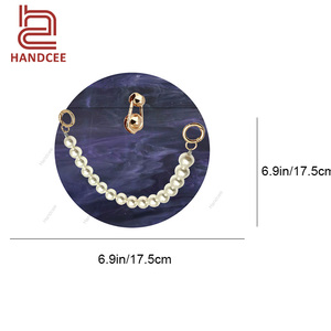 Navy Blue Pearl Chain Round Acrylic Bag Manufacturers