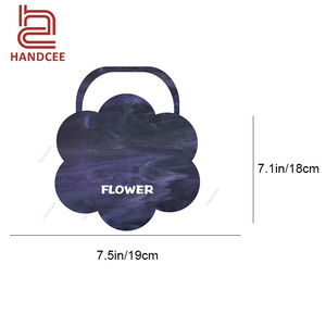Navy Blue Flower Basket Shape Acrylic Clutch Bag Women